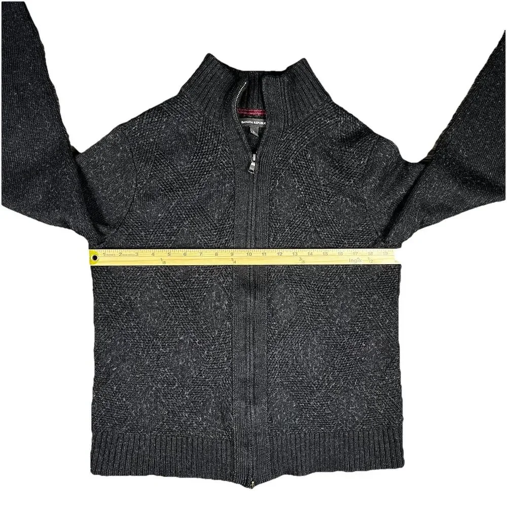 Banana Republic Mens Gray Full Zip Merino‎ Wool Cardigan Sweater Large Coastal